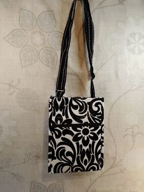 Black & White Floral Mini Crossbody Bag - Women's Mini Bag